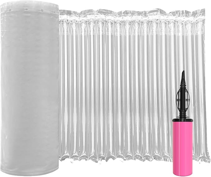 Large Bubble Cushioning Wrap for Packing 12"x164'，Inflatable Air Pillows for Shipping & Moving Bottle Travel Protector Bags Heavy Duty Space Saving Box Filler Shipping Supplies with Pump, 55um