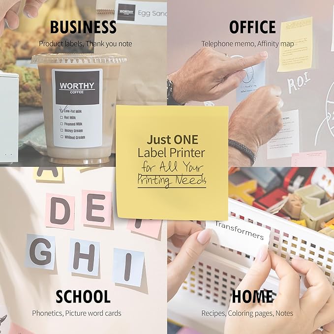 Nemonic AI | Label Printer | Sticky Note | Compatible with CHATGPT | Inkless Bluetooth Thermal Label Printer for Small Business | Portable Wireless