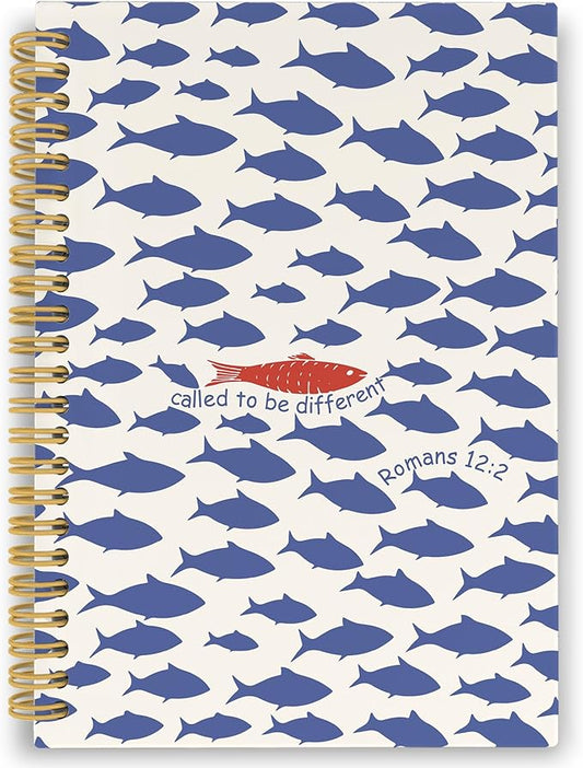 Christian Fish Spiral Notebook, Coastal Beach Bible Journaling Notebooks for Note Taking, Ocean Fish Hardcover Journals for Women Men 160 Pages 5.5 x 8.3 Inch, Christian Gifts for Women