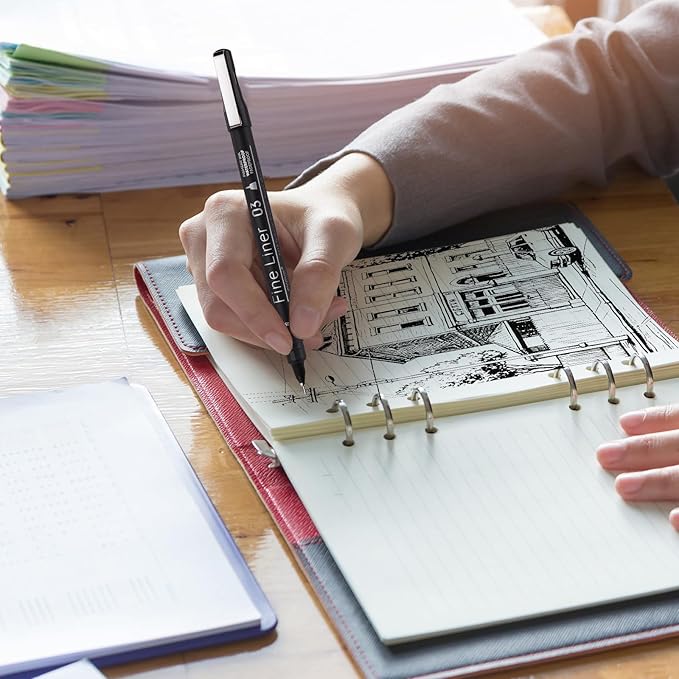 EYEYE Micro Pens, Black Drawing Art Pen,6 Pack 0.45mm Archival Pens Waterproof Ink Set Artist Supplies Archival Inking Markers Sketch Outline Pen, Precision Drawing and Sketching Kit