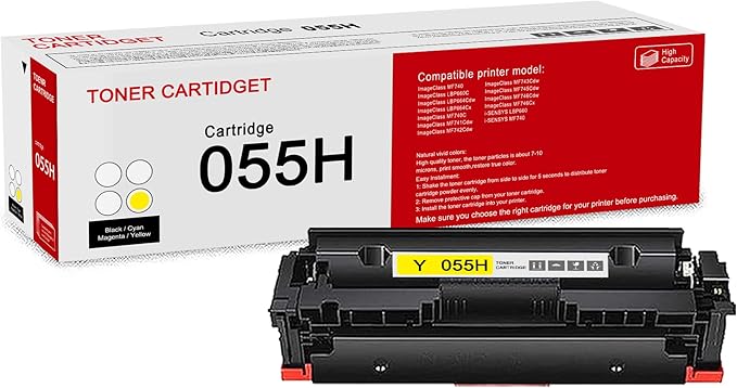 1 Pack 055H 3017C001 Yellow Whit chip Toner Cartridge: Compatible CRG 055H 3017C001 Replacement for Canon Color ImageClass MF740 LBP660C LBP664Cdw MF740C MF745Cdw i-SENSYS LBP660 MF740 Printer