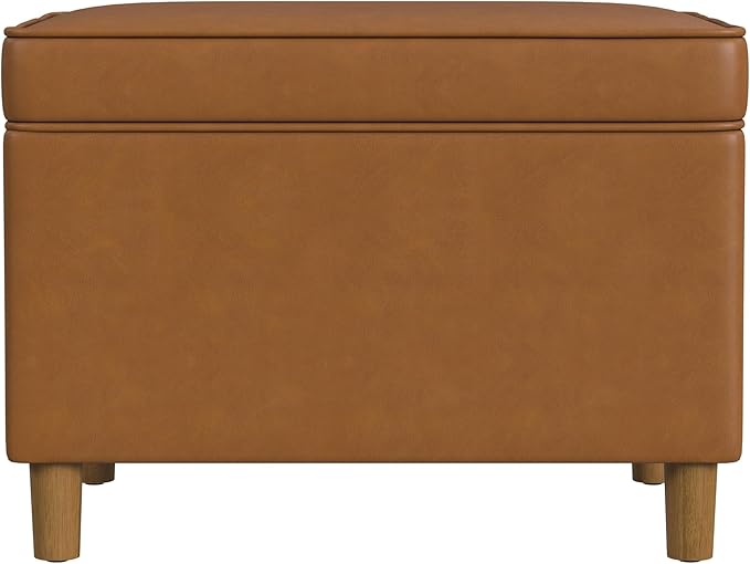 Home Decor | Dinah Collection Modern Storage Ottoman | Ottoman with Storage for Living Room & Bedroom(Carmel Faux Leather)