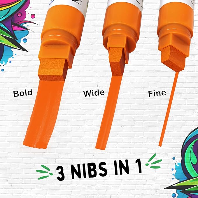 10 Jumbo Acrylic Paint Markers - 15mm Fat Acrylic Paint Pens for Canvas, Rock Painting, Wood, Plastic, Glass - Large Thick Permanent Pens for Signs, Board, Calligraphy, Poster Markers