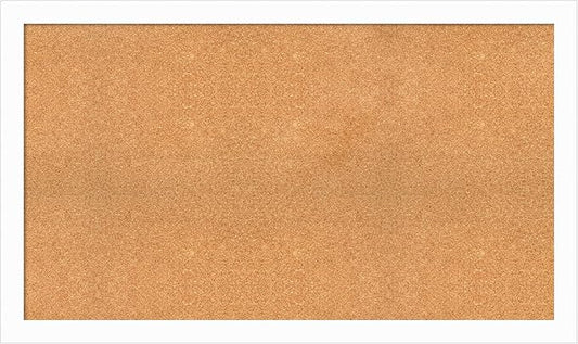 Amanti Art Natural Cork Board for Wall, 29x49 Vision Board with White Frame, Oversize Corkboard Office Decor for Home Organization, Casual Corkboard Pinboard to Display Items for Home Organization in