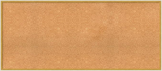 Amanti Art Natural Cork Board for Wall, 25x57 Vision Board with White Frame, Oversize Corkboard Office Decor for Home Organization, Modern Corkboard Pinboard to Display Items for Home Organization in