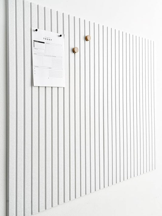 Large Cork Boards for Walls Black Felt Board Alternative - Slat Wall Paneling, Felt Bulletin Board Tiles for Office Decor, Push pin Board Office Wall Organizer -12-Pack (Milky White)