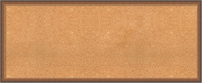 Amanti Art Natural Cork Board for Wall, 22x54 Vision Board with Bronze Frame, Oversize Corkboard Office Decor for Home Organization, Modern Corkboard Pinboard to Display Items for Home Organization