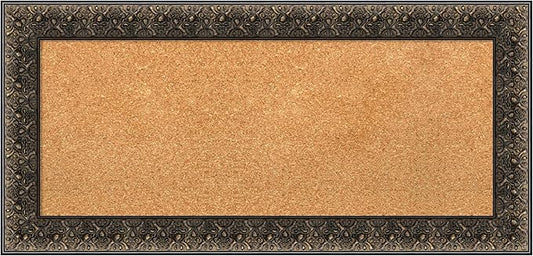 Amanti Art Natural Cork Board for Wall, 17x35 Vision Board with Black Wood Frame, Medium Corkboard Office Decor for Home Organization, Traditional Corkboard Pinboard to Display Items for Home