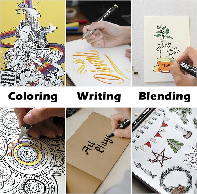 120 Colors Alcohol Markers Set, Dual Tips Blender Art Markers for Drawing, Permanent Sketch Marker for Kids adult coloring, Alcohol Based Marker, Adults Coloring and Artist Illustration.