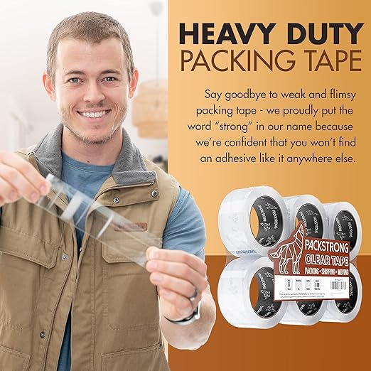 Packstrong Industrial Grade Clear Packing Tape 36 Rolls - 110 Yards per Roll - 2" Wide x 2.7 mil Thick, Acrylic Adhesive Heavy Duty Tape for Box Office Moving Packaging Shipping