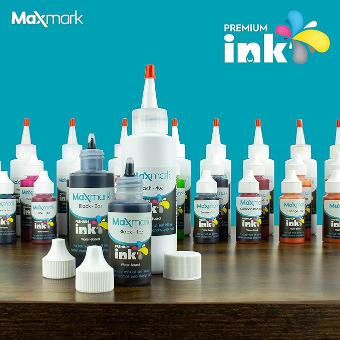 MaxMark Premium Refill Ink for self Inking Stamps and Stamp Pads, Pink Color - 4 oz.