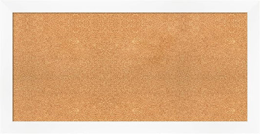 Amanti Art Natural Cork Board for Wall, 21x41 Vision Board with White Frame, Large Corkboard Office Decor for Home Organization, Modern Corkboard Pinboard to Display Items for Home Organization in