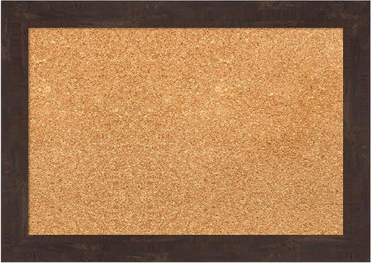 Amanti Art Natural Cork Board for Wall, 15x21 Vision Board with Brown Wood Frame, Small Corkboard Office Decor for Home Organization, Country Rustic Corkboard Pinboard to Display Items for Home