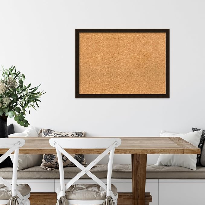 Amanti Art Natural Cork Board for Wall, 22x30 Vision Board with Brown Wood Frame, Medium Corkboard Office Decor for Home Organization, Rustic Farmhouse Corkboard Pinboard to display items for home