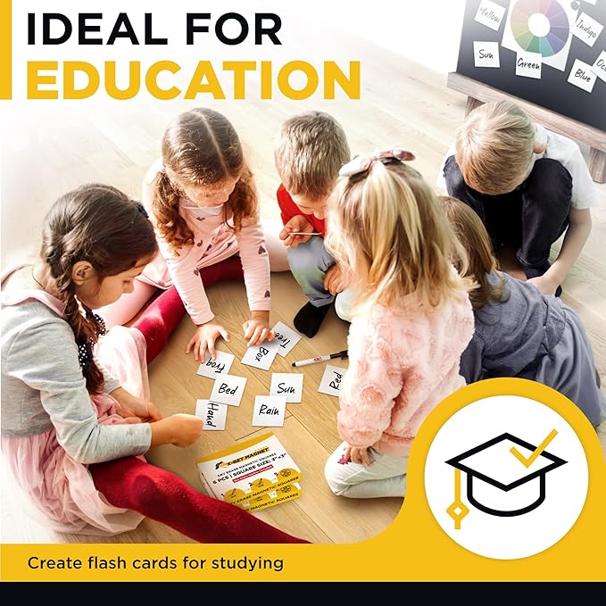 Dry Erase Magnetic Labels - Reusable Sticky Notes - Magnetic Notepads for Refrigerator - Dry Erase Magnetic Sheets - Blank Magnet Stickers to Write On - Magnets for Whiteboard Classroom Fridge