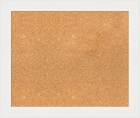 Amanti Art Natural Cork Board for Wall, 21x25 Vision Board with White Frame, Medium Corkboard Office Decor for Home Organization, Casual Corkboard Pinboard to Display Items for Home Organization in