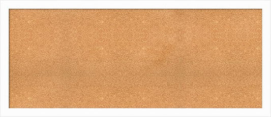 Amanti Art Natural Cork Board for Wall, 27x63 Vision Board with White Frame, Oversize Corkboard Office Decor for Home Organization, Casual Corkboard Pinboard to Display Items for Home Organization in