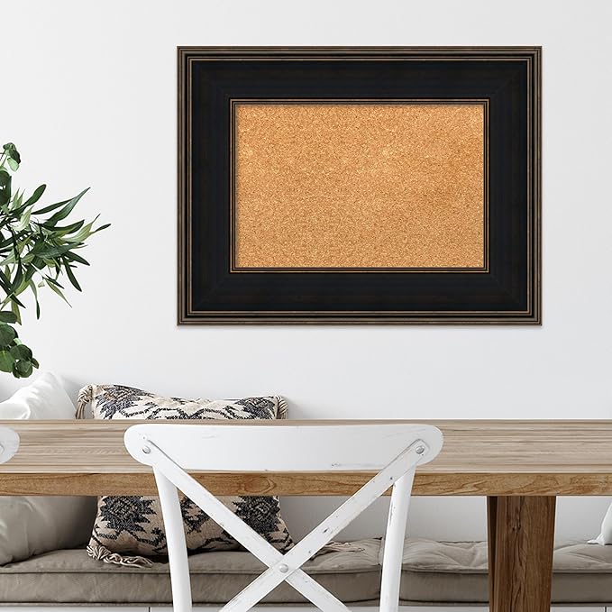 Amanti Art Natural Cork Board for Wall, 20x26 Vision Board with Brown Wood Frame, Small Corkboard Office Decor for Home Organization, Casual Corkboard Pinboard to Display Items for Home Organization