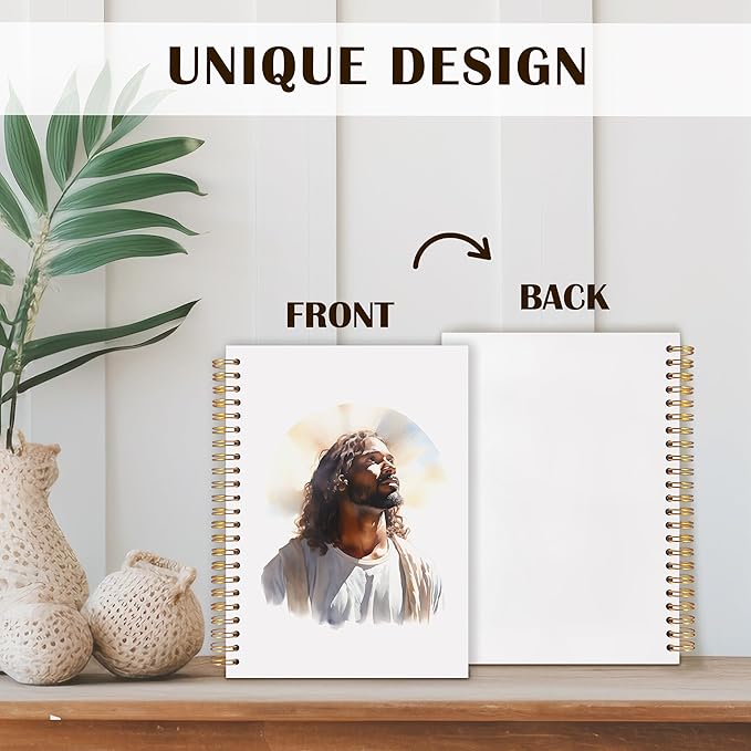 Qabliqo Black Jesus Christian Spiral Notebooks,Afro American Jesus Journals for Writing, Prayer Journal, Christian Gifts for Women Men, Religious Notebook for Note Taking, 5.5x8.3 Inch