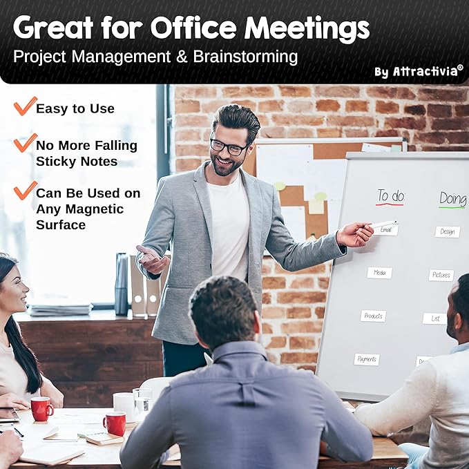 Dry Erase Magnetic Labels 2.8 x 1.2 in, Dry Erase Magnets, 60-Pack, White Erasable Write-On All-Purpose Labels, for Office, Education, Home, Whiteboard, Magnetic Name Tags