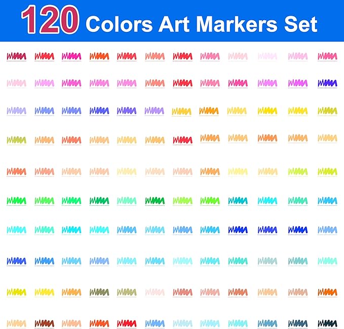 120 Colors Dual Brush Marker Pens, Art Markers with Fine and Brush Tip Coloring Markers for Adults, Marker for Journaling Calligraphy Drawing Sketching Doodling Illustrating