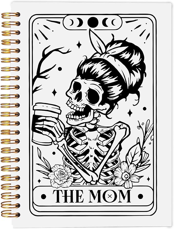 The Mom Tarot Journal Notebook - Mom Gifts, Mothers Day Gifts for Mom from Daughter Son, Gothic Skeleton Mom Notebook Journal, Goth Gifts for Women, Witchy Journal, Spiral Notebook 5.5x8.3