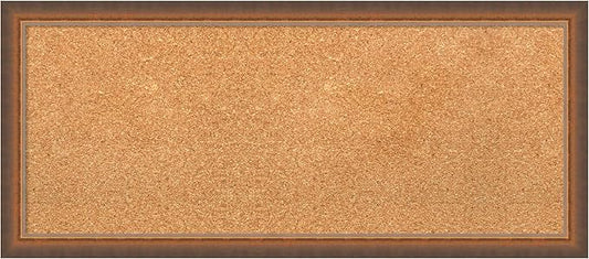 Amanti Art Natural Cork Board for Wall, 14x32 Vision Board with Bronze Frame, Medium Corkboard Office Decor for Home Organization, Modern Corkboard Pinboard to Display Items for Home Organization in