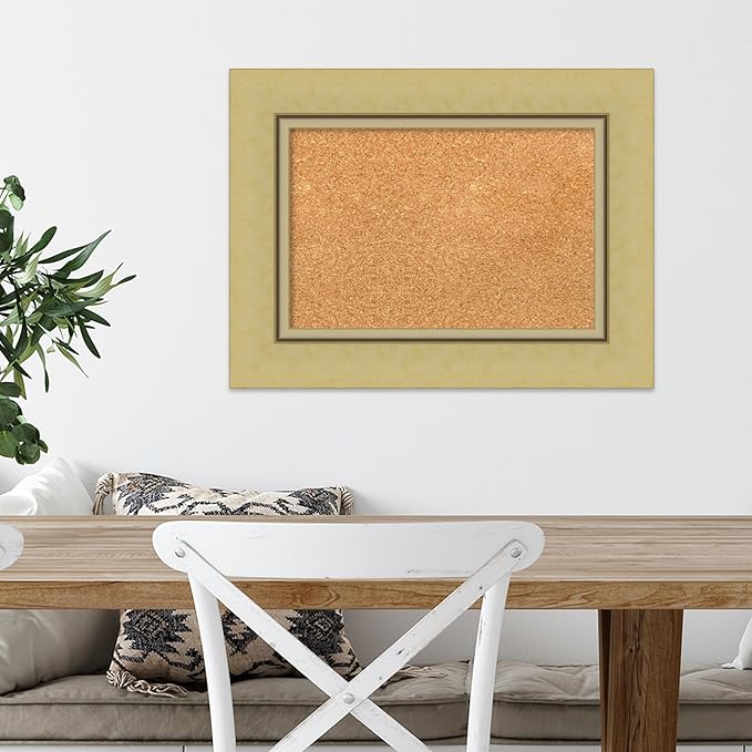 Amanti Art Natural Cork Board for Wall, 18x24 Vision Board with Gold Frame, Small Corkboard Office Decor for Home Organization, Casual Corkboard Pinboard to Display Items for Home Organization in