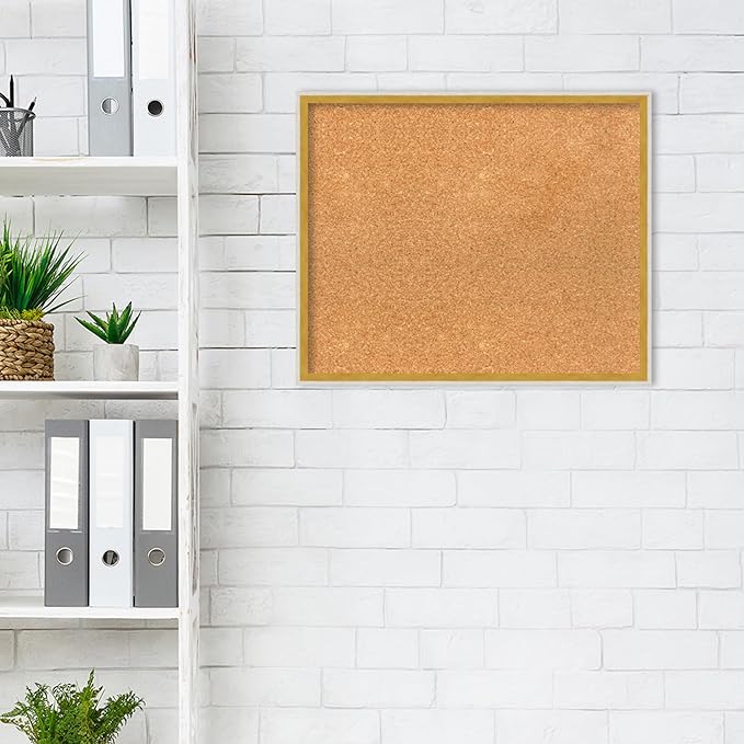 Amanti Art Natural Cork Board for Wall, 19x23 Vision Board with White Frame, Medium Corkboard Office Decor for Home Organization, Modern Corkboard Pinboard to Display Items for Home Organization in