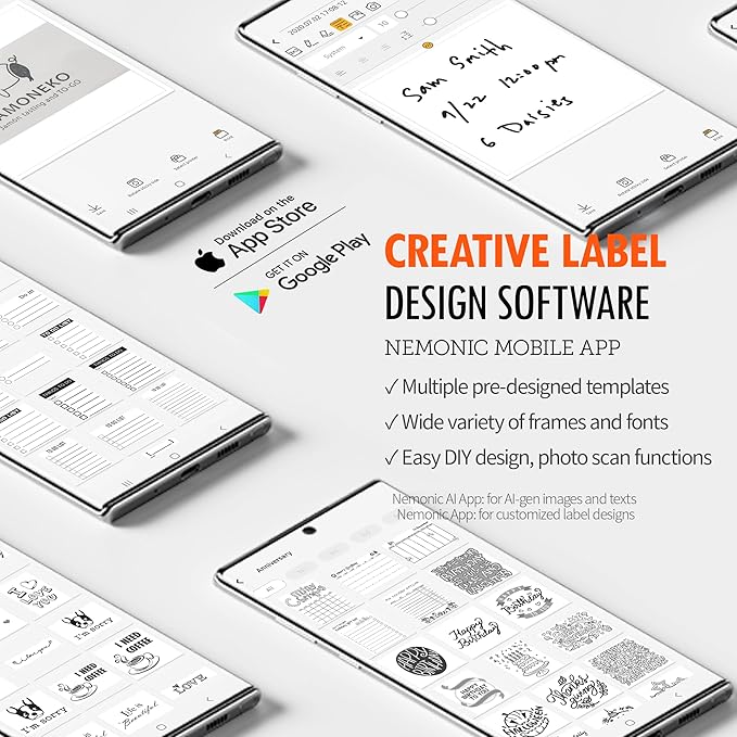 Nemonic AI | Label Printer | Sticky Note | Compatible with CHATGPT | Inkless Bluetooth Thermal Label Printer for Small Business | Portable Wireless