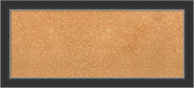 Amanti Art Natural Cork Board for Wall, 15x33 Vision Board with Black Wood Frame, Medium Corkboard Office Decor for Home Organization, Modern Contemporary Corkboard Pinboard to display items for home