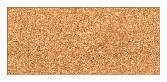 Amanti Art Natural Cork Board for Wall, 23x47 Vision Board with White Frame, Oversize Corkboard Office Decor for Home Organization, Casual Corkboard Pinboard to Display Items for Home Organization in