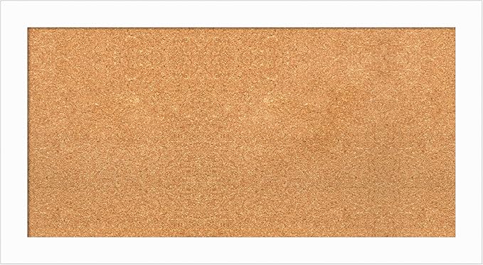 Amanti Art Natural Cork Board for Wall, 19x35 Vision Board with White Frame, Medium Corkboard Office Decor for Home Organization, Casual Corkboard Pinboard to Display Items for Home Organization in