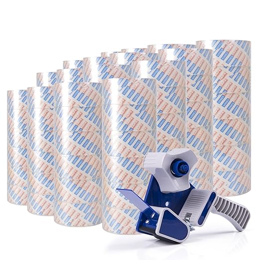 ADHES 96 Rolls Packing Tape with Dispenser Gun, 2.6 Mil Heavy Duty Packaging Tap for Shipping, Moving and Storing, 1.88 Inch x 55Yards, Super Clear
