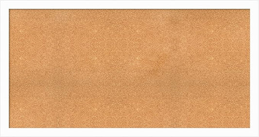 Amanti Art Natural Cork Board for Wall, 31x59 Vision Board with White Frame, Oversize Corkboard Office Decor for Home Organization, Casual Corkboard Pinboard to Display Items for Home Organization in