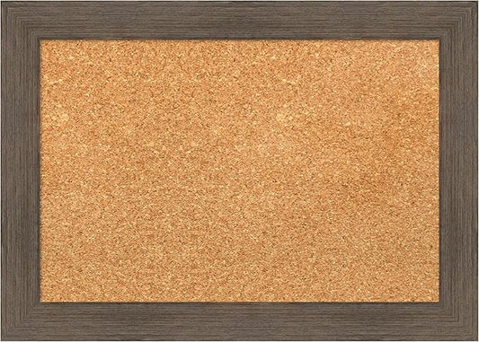 Amanti Art Natural Cork Board for Wall, 15x21 Vision Board with Brown Wood Frame, Small Corkboard Office Decor for Home Organization, Country Rustic Corkboard Pinboard to Display Items for Home