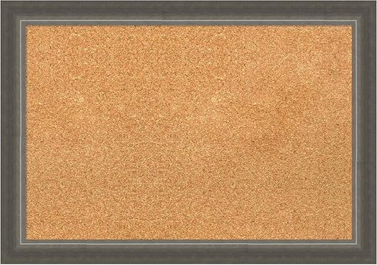 Amanti Art Natural Cork Board for Wall, 19x27 Vision Board with Silver Wood Frame, Medium Corkboard Office Decor for Home Organization, Casual Corkboard Pinboard to Display Items for Home
