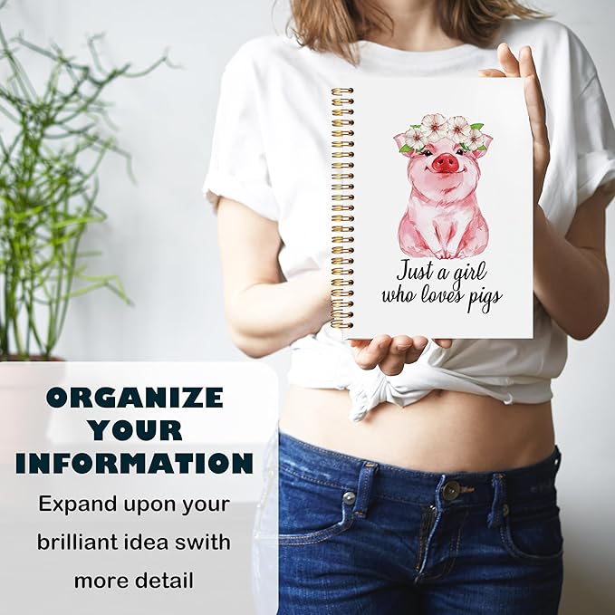 BearCake Preppy Coquette Pink Pig Gifts Notebooks for Pig Lovers Women,Just a Girl Who Loves Pigs Stuff Notebook,Diary or Journal for School,Work,or Journaling,Cute Hardcover Spiral Notebook 5.5x8.3