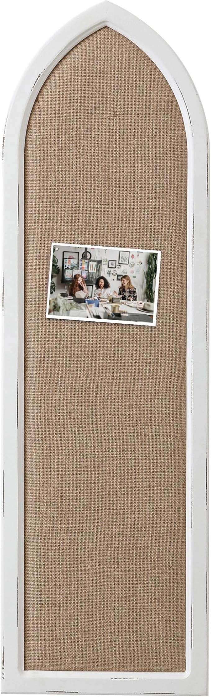 SOFE Arched Long Framed Bulletin Board for Wall, 39 × 12 Inches Fabric Pin Board, Decorative Rustic Dream Boards/Vision Boards, Message Picture Display Board/Wall Decor for Office Home