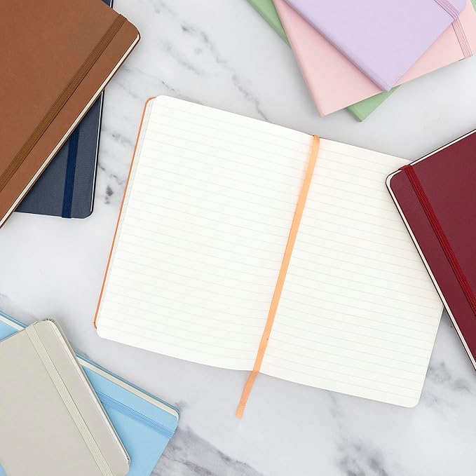 PAPERAGE Lined Journal Notebook, 3 Pack, (Turquoise), 160 Pages, Medium 5.6 in x 8 in - 100 GSM Thick Paper – Hardcover Journaling Notebook for Work, School & Note Taking