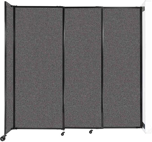 Wall-Mounted Sliding StraightWall Room Divider | Adjustable Widths | Locking Wheels | Room Separator | Up to 7'2" Wide x 6'10" Tall Charcoal Gray Fabric Panels