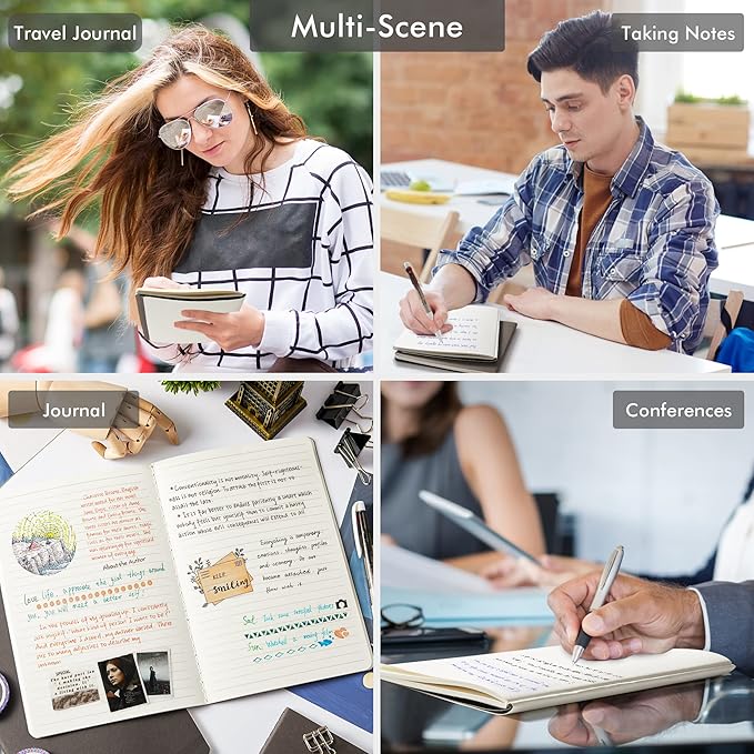 feela 8 Pack Soft Cover Journal Bulk, Notebooks College Ruled for Work, Lined Travel Journal for Women Men, Note Taking Notebook School Supplies Business Writing, 8.2” x 5.5”, A5, Gray