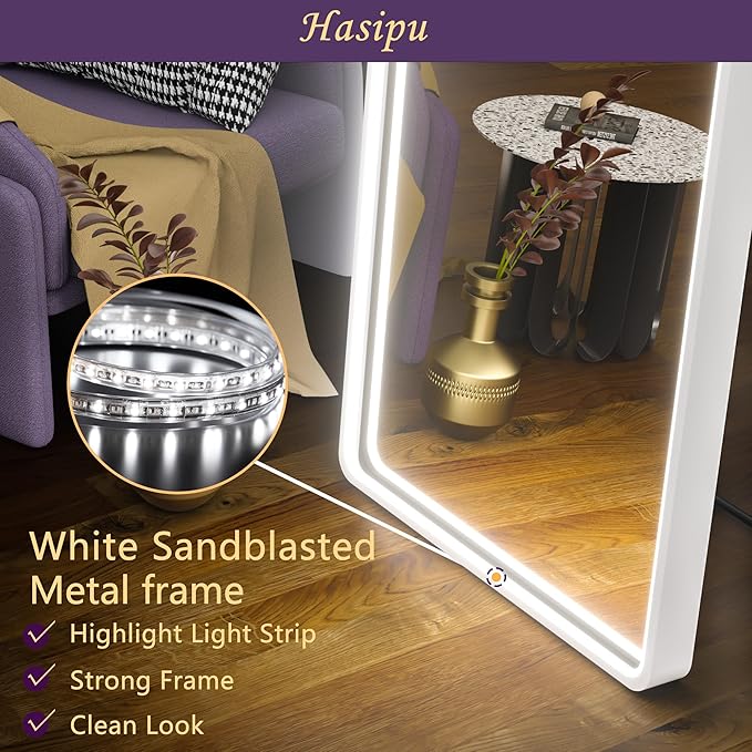 Hasipu 63" x 22" Led Mirror - Full Length, Arch Design, Wall Mounted with Dimming & 3 Color Modes