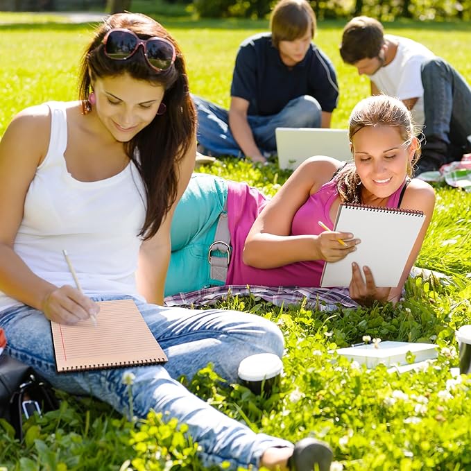 6 Pcs Legal Pad Top Spiral Bound Notebook 70 Sheets Wirebound Notepad Double Sided Ruled Memo Steno Book with Stiff Back Cover for Business(8.5 x 11 Inches,No Holes,Retro Colors)