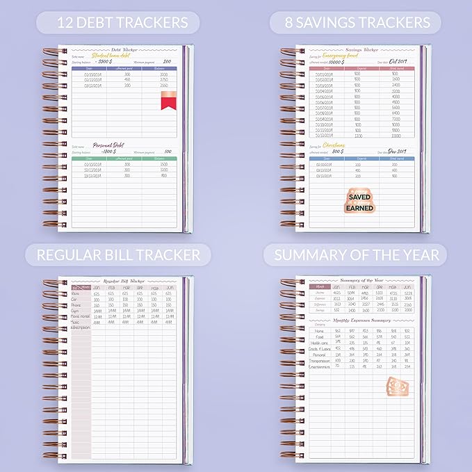 GoGirl Budget Planner & Monthly Bill Organizer – Monthly Financial Book with Pockets. Expense Tracker Notebook Journal, Compact (Periwinkle)