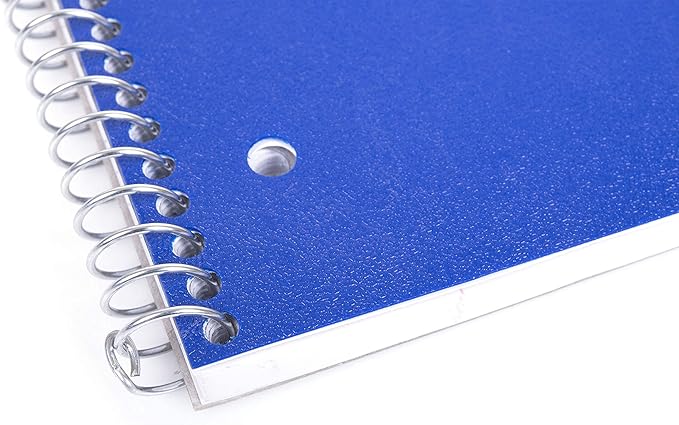 Mintra Office Durable Spiral Notebooks, 1 Subject, (Blue, Wide Ruled 3 Pack), 100 Sheets, Poly Pocket, Moisture Resistant Cover, Strong Chipboard back, For School, Office, Business