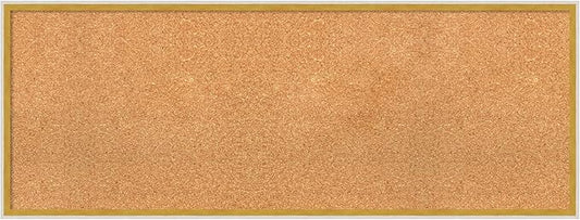 Amanti Art Natural Cork Board for Wall, 17x45 Vision Board with White Frame, Oversize Corkboard Office Decor for Home Organization, Modern Corkboard Pinboard to Display Items for Home Organization in