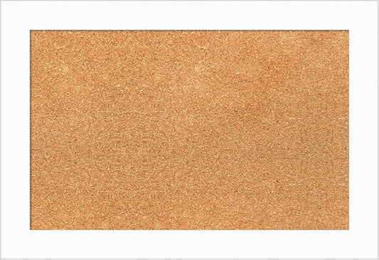 Amanti Art Natural Cork Board for Wall, 17x25 Vision Board with White Frame, Small Corkboard Office Decor for Home Organization, Casual Corkboard Pinboard to Display Items for Home Organization in