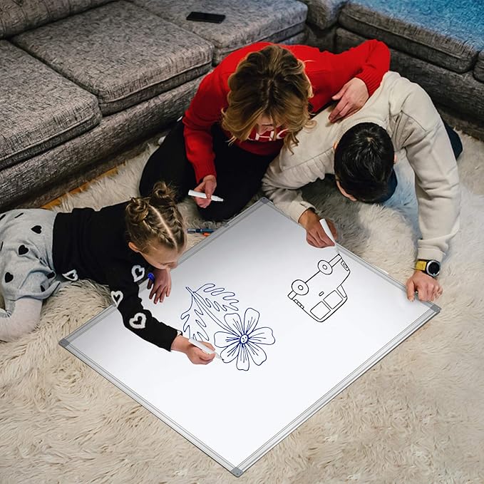 H-Qprobd 4' x 4' (2 Pack) Dry Erase Board for Wall Magnetic Presentation Whiteboard with Long Pen Tray, Wall-Mounted White Boards for Home, Office & School