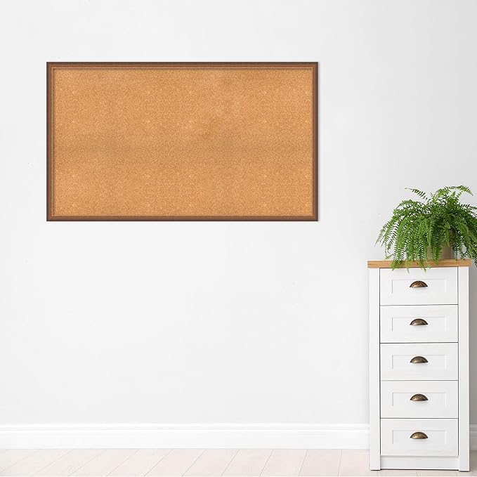 Amanti Art Natural Cork Board for Wall, 34x58 Vision Board with Bronze Frame, Oversize Corkboard Office Decor for Home Organization, Modern Corkboard Pinboard to Display Items for Home Organization